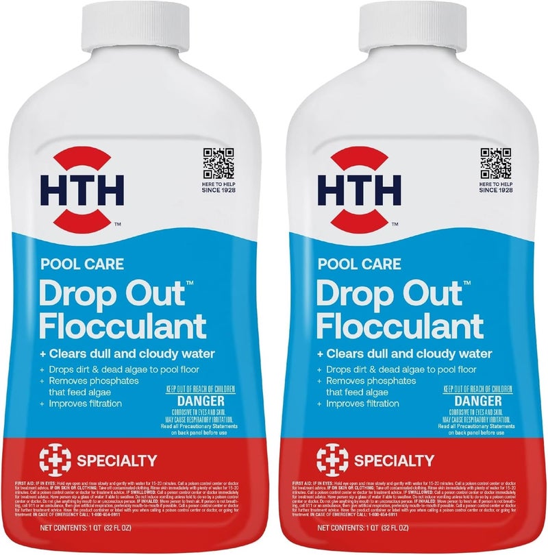 HTH Pool Flocculant Liquid | Clears Cloudy Water | Fast-Acting | 32 Fl Oz | Pack of 2 - Image 1
